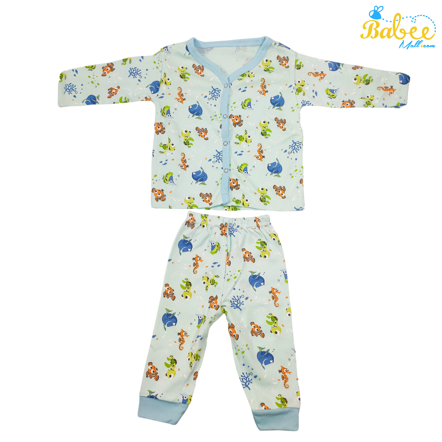 Cozy Newborn Baby Cotton Pajama Set Aqua World