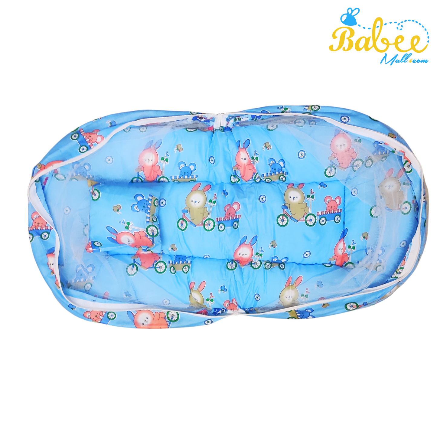 Baby Sleeping Bed with Mosquito Net (Blue Rabbit)