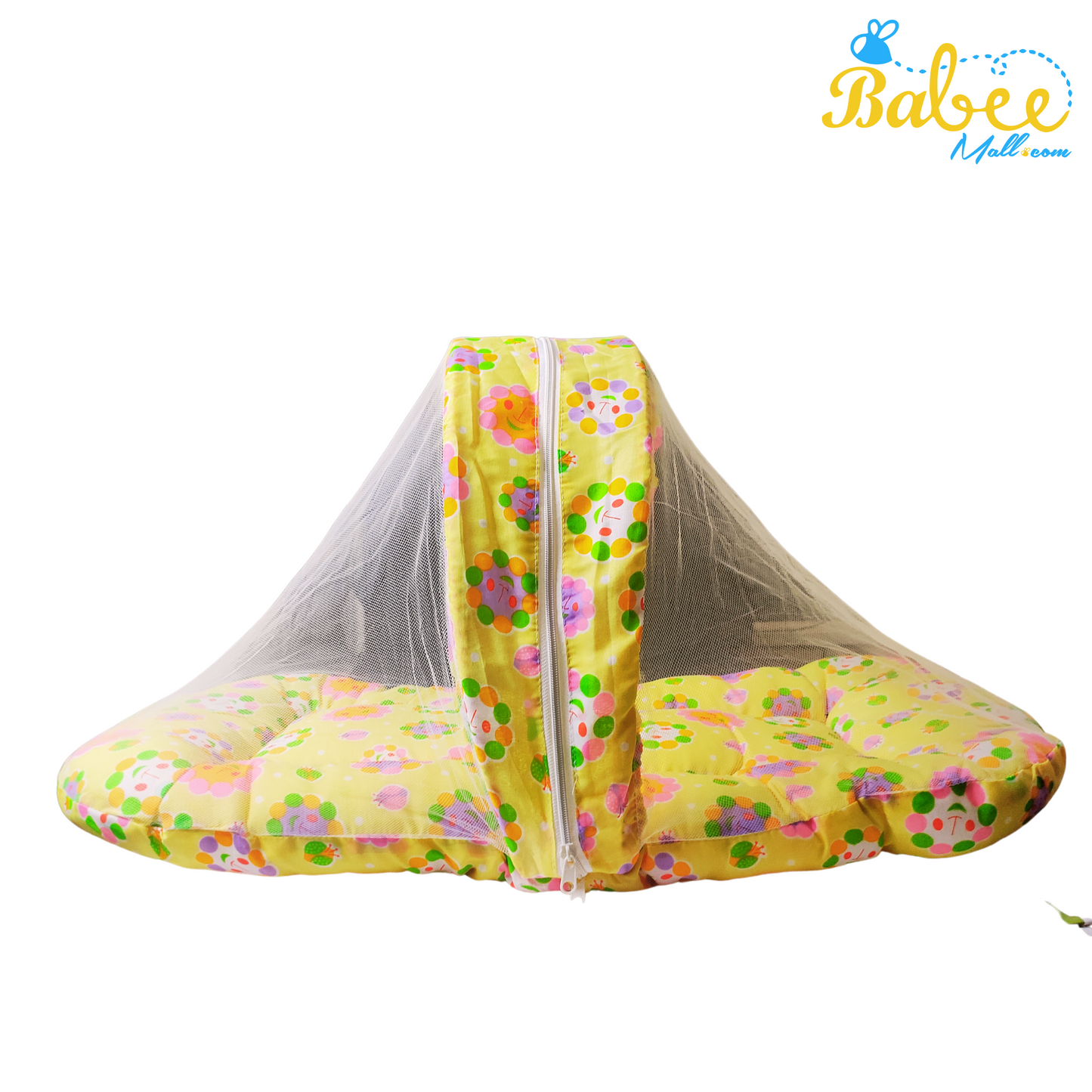 Baby Sleeping Bed with Mosquito Net (Yellow Flowers)