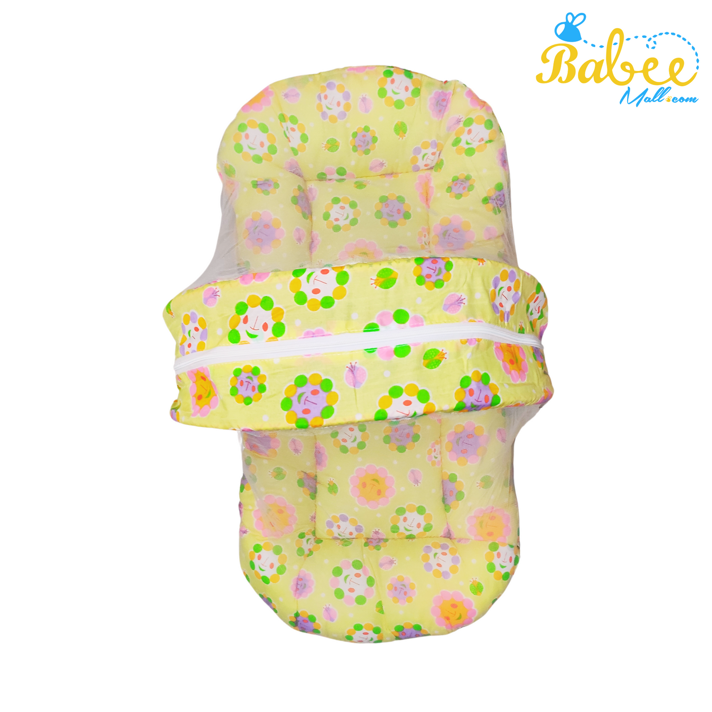 Baby Sleeping Bed with Mosquito Net (Yellow Flowers)