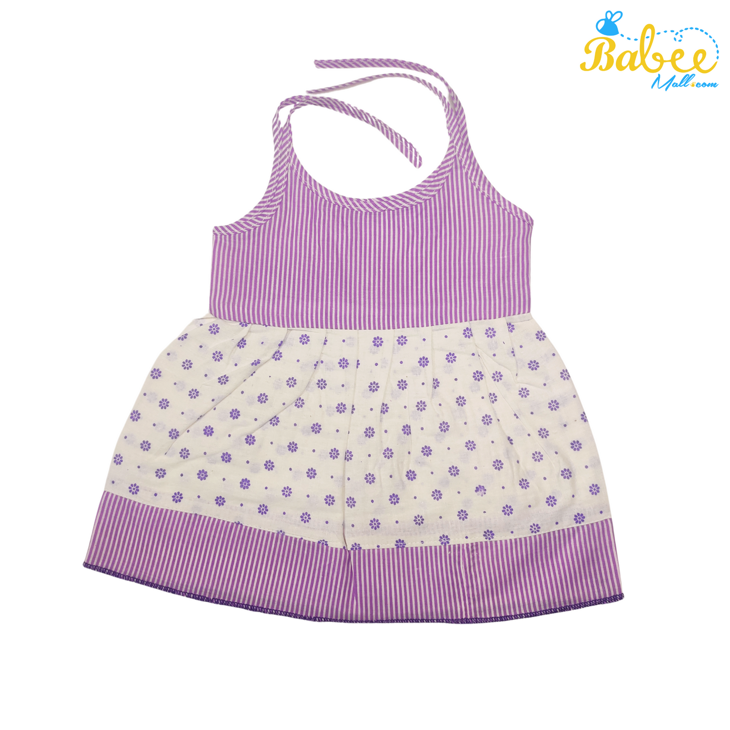 Baby Cotton Frock with Diya Dotted 0-6 Months (Violet)