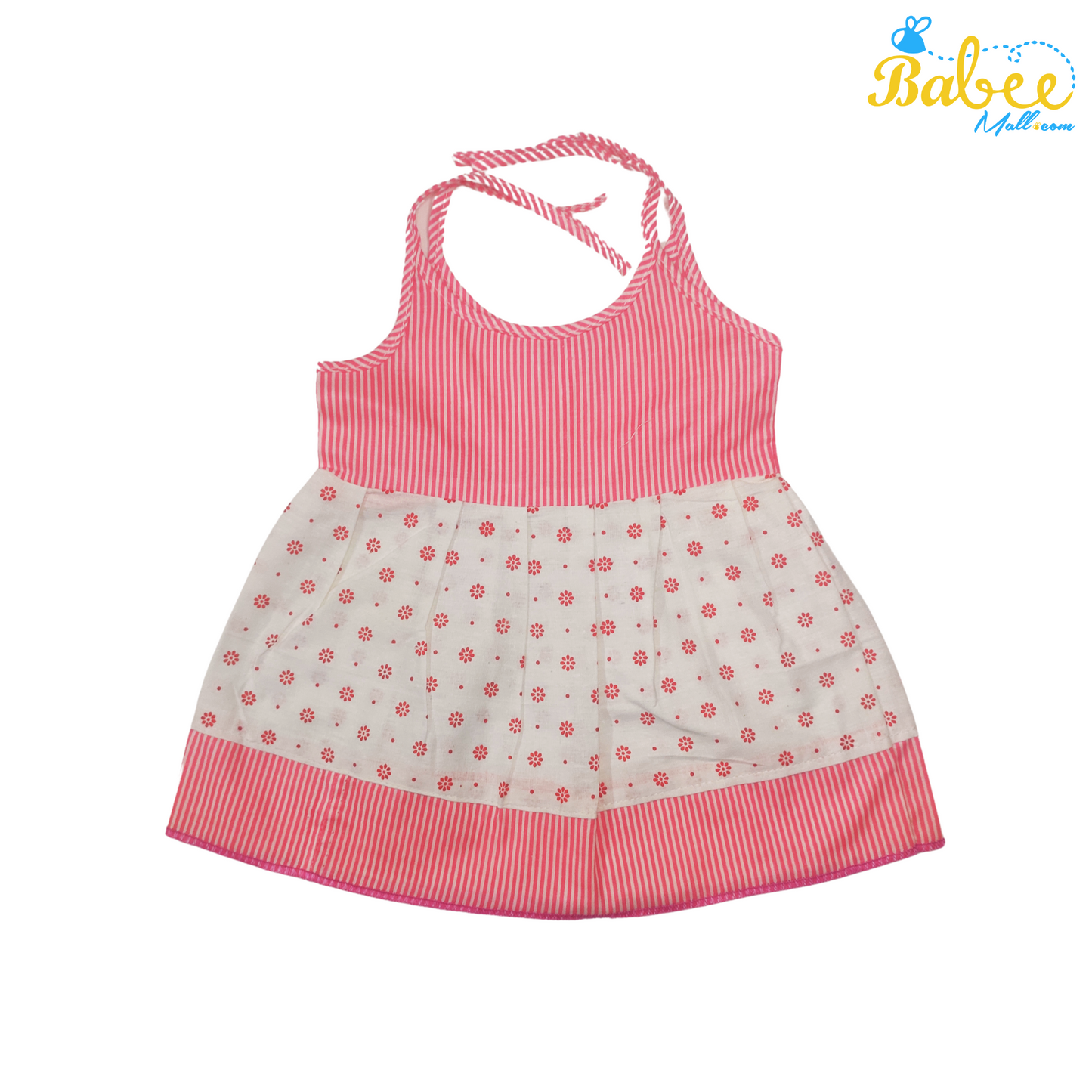 Baby Cotton Frock with Diya Dotted 0-6 Months (Rose)