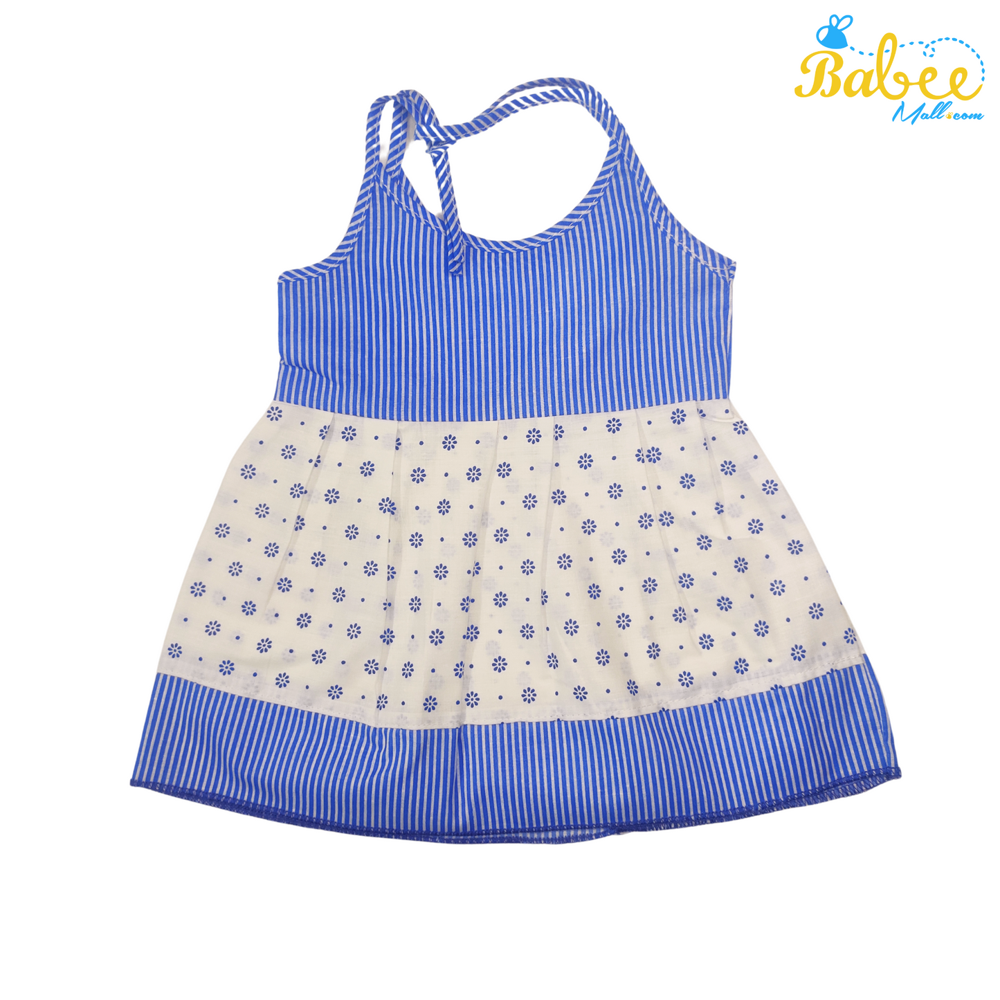 Baby Cotton Frock with Diya Dotted 0-6 Months (Dark Blue)
