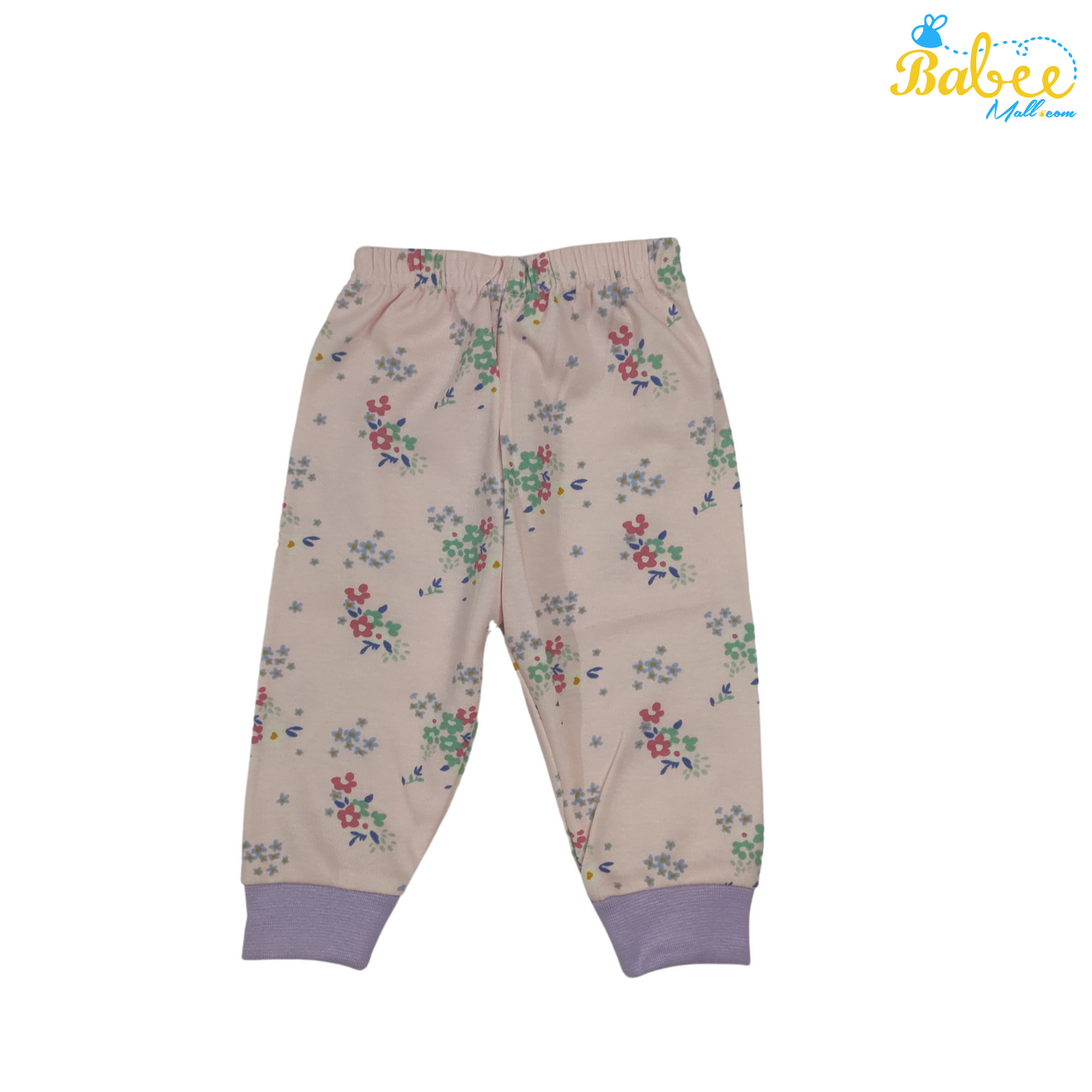 Cozy Newborn Baby Cotton Pajama Set Purple Flowers