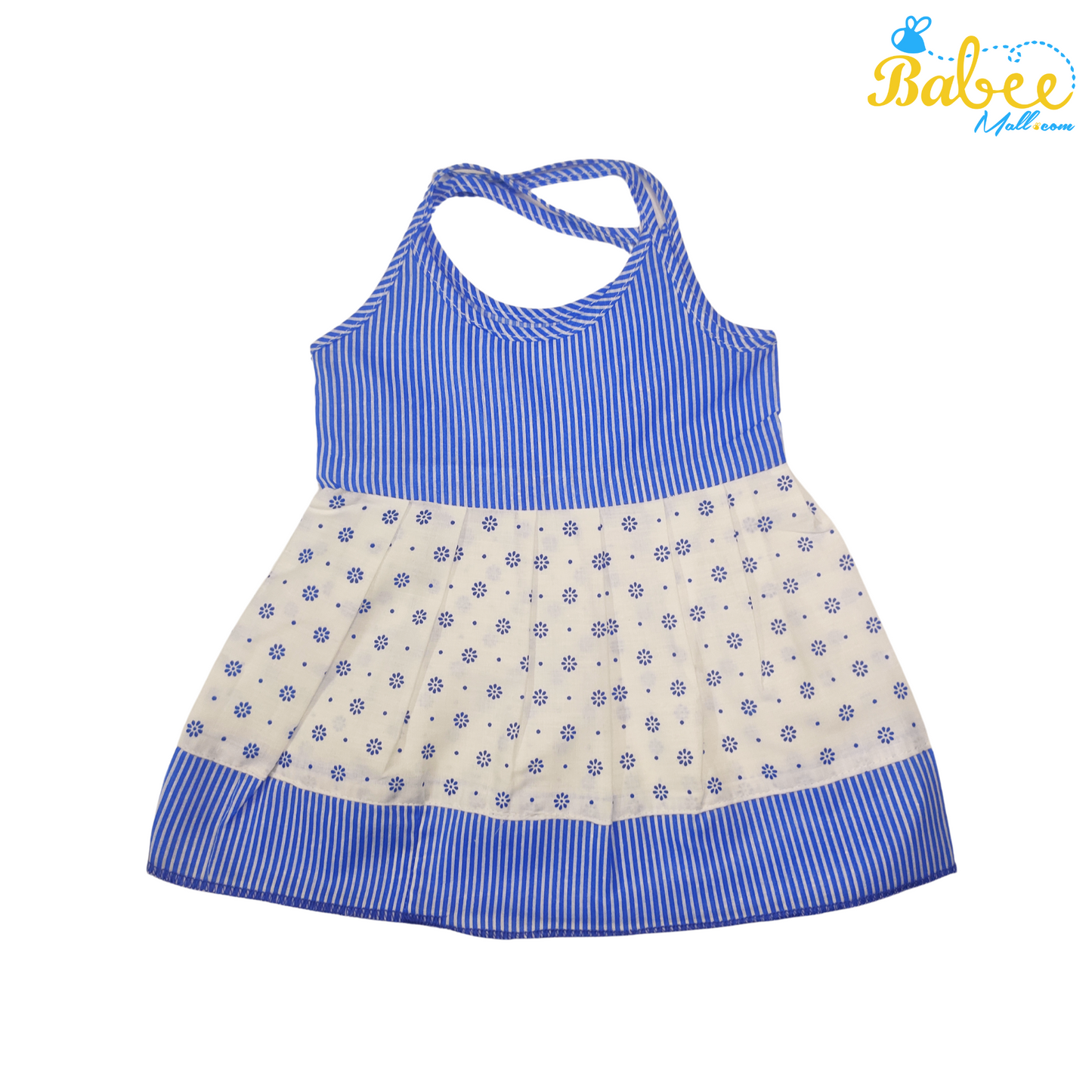 Baby Cotton Frock with Diya Dotted 0-6 Months (Dark Blue)