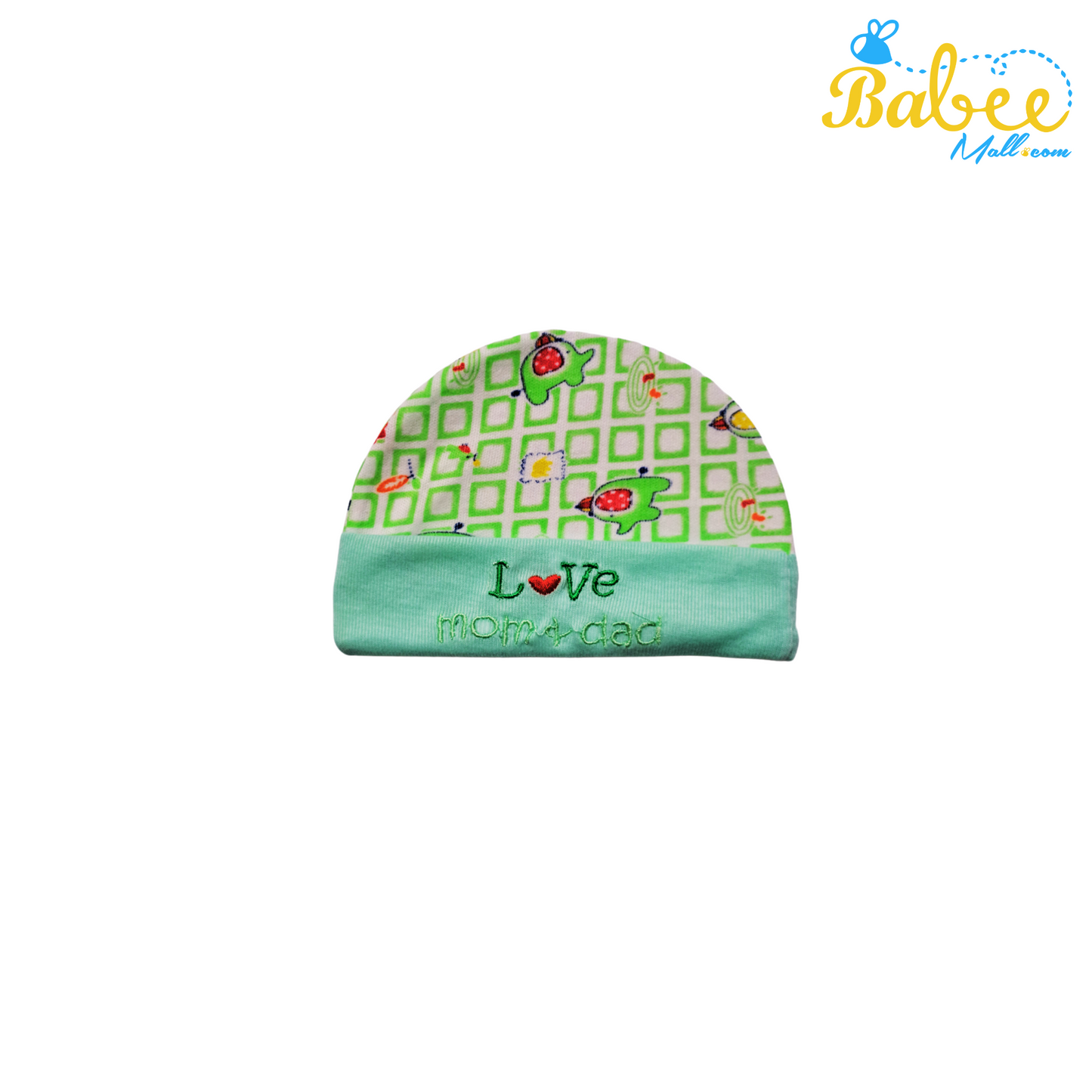 Baby Mitten, Booties, and Cap Set  (Green Cube)