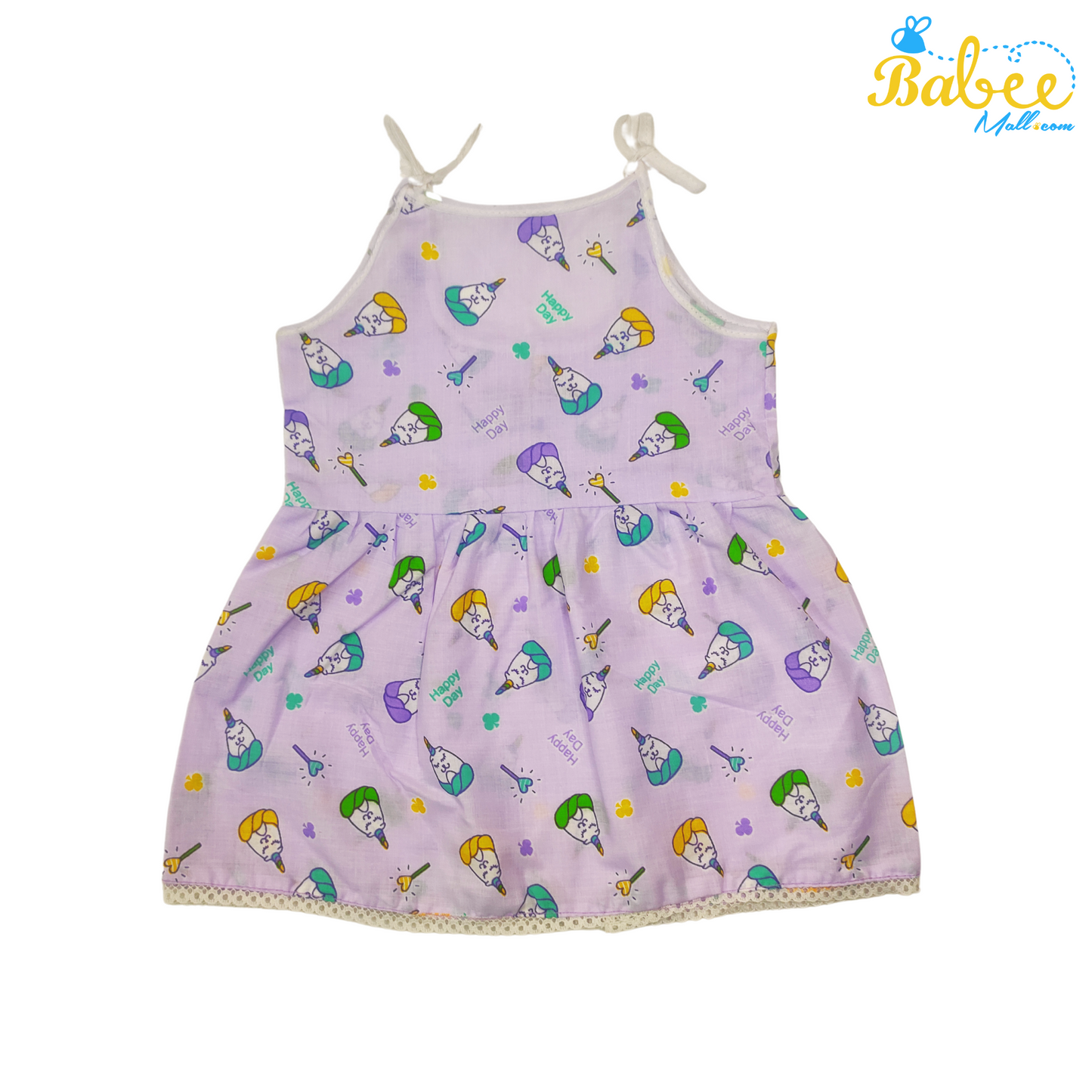 Newborn Cotton Knotted Frock (0-6 months) Icecream Purple