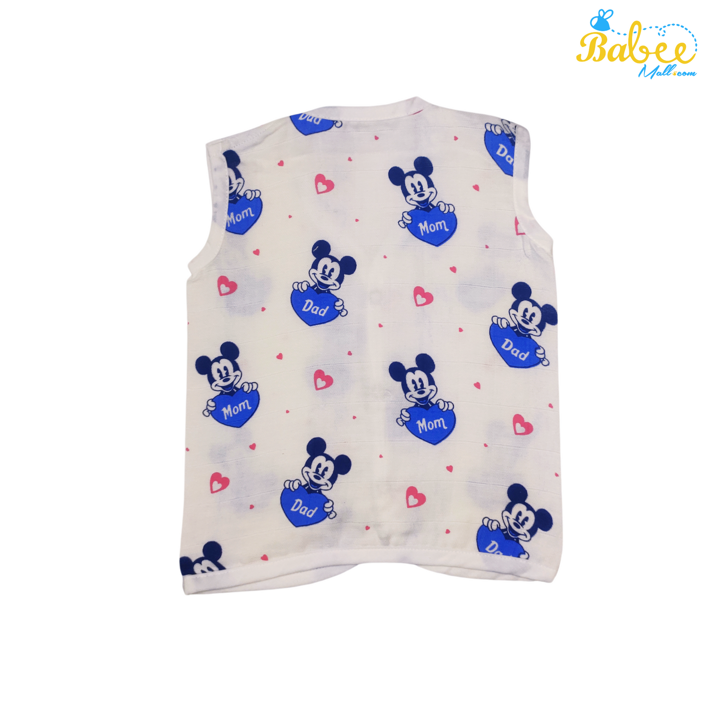 Premium Muslin Button Jhabla Micky Mom& Dad (Button Type)