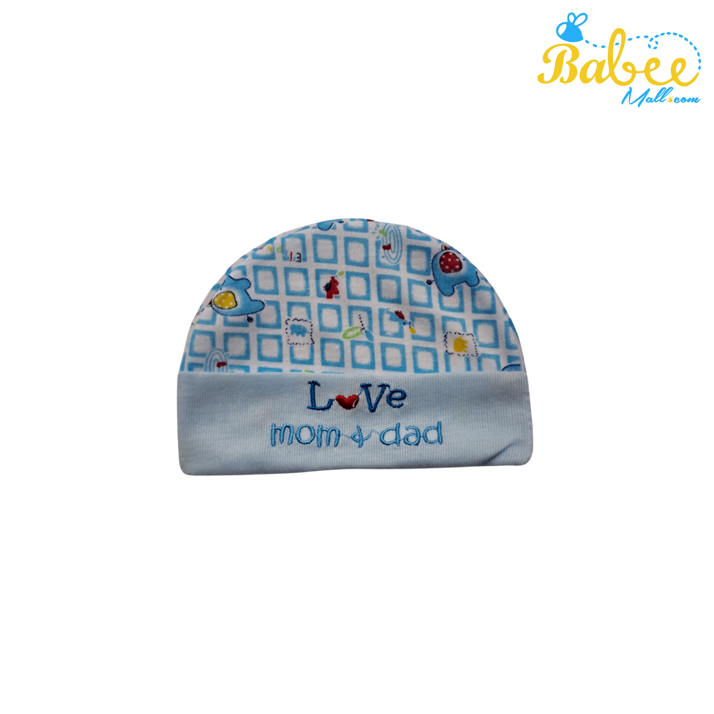 Baby Mitten, Booties, and Cap Set  (Blue Cube)