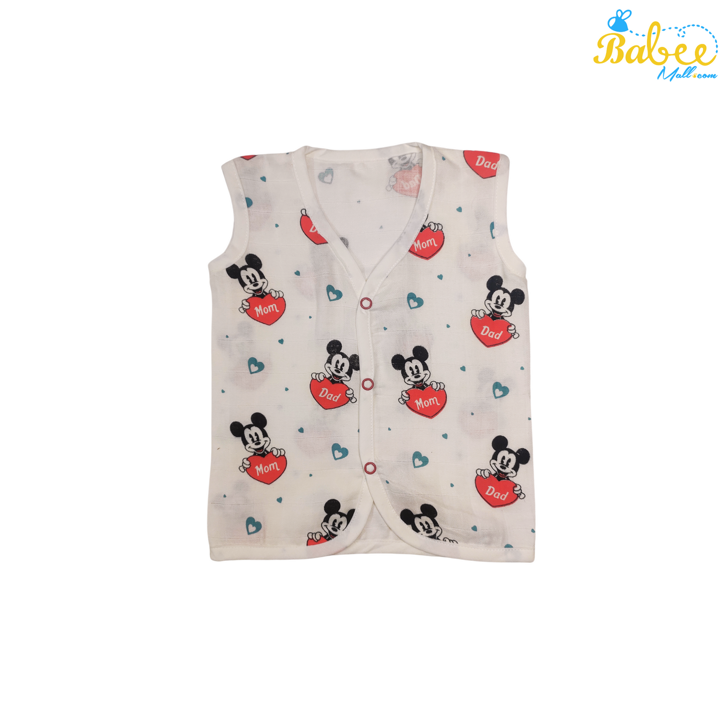 Premium Muslin Button Jhabla Micky Mom& Dad (Button Type)