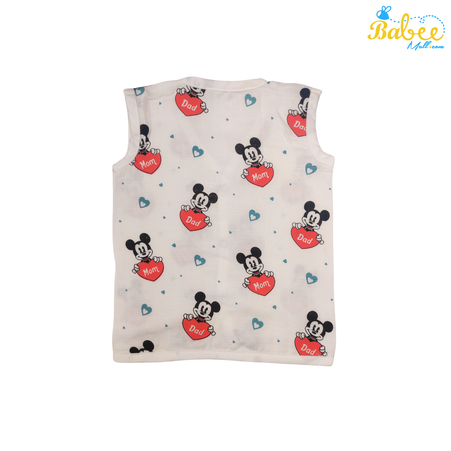 Premium Muslin Button Jhabla Micky Mom& Dad (Button Type)