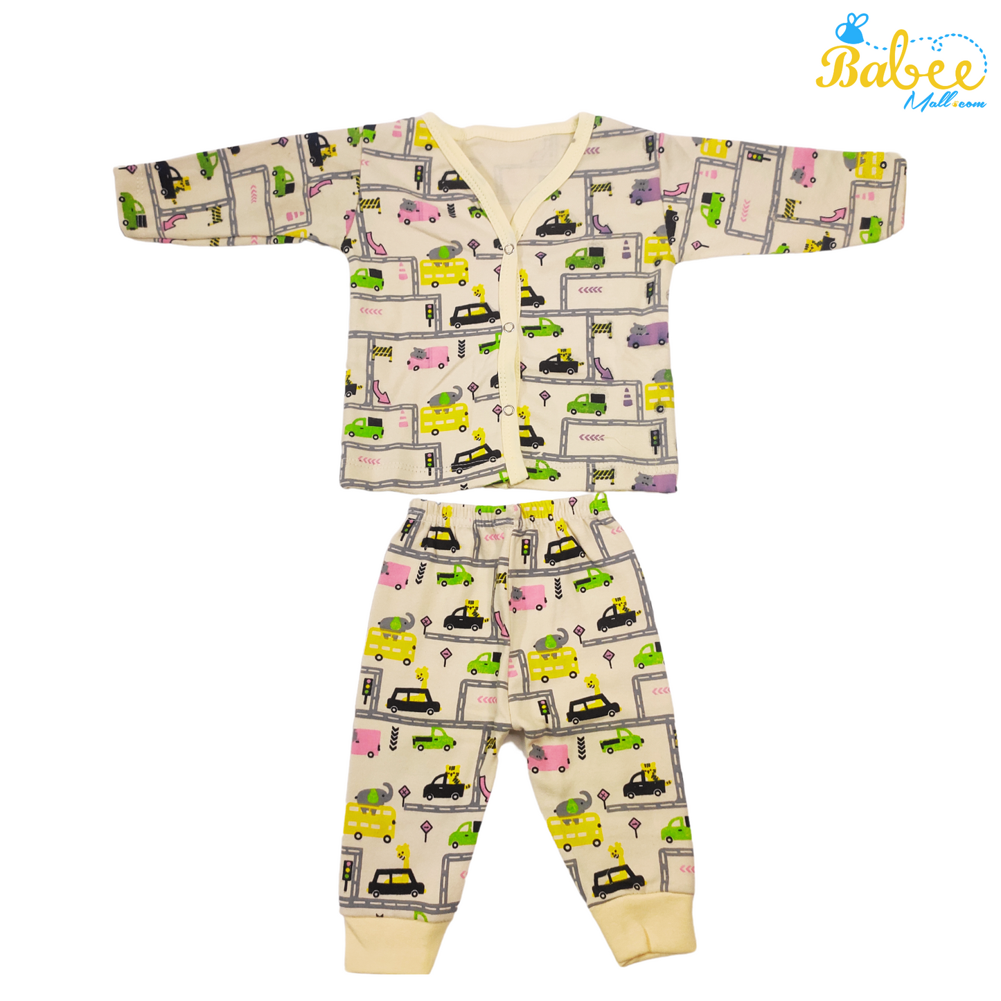 Newborn Unisex Cotton Pajama, Traffic Road