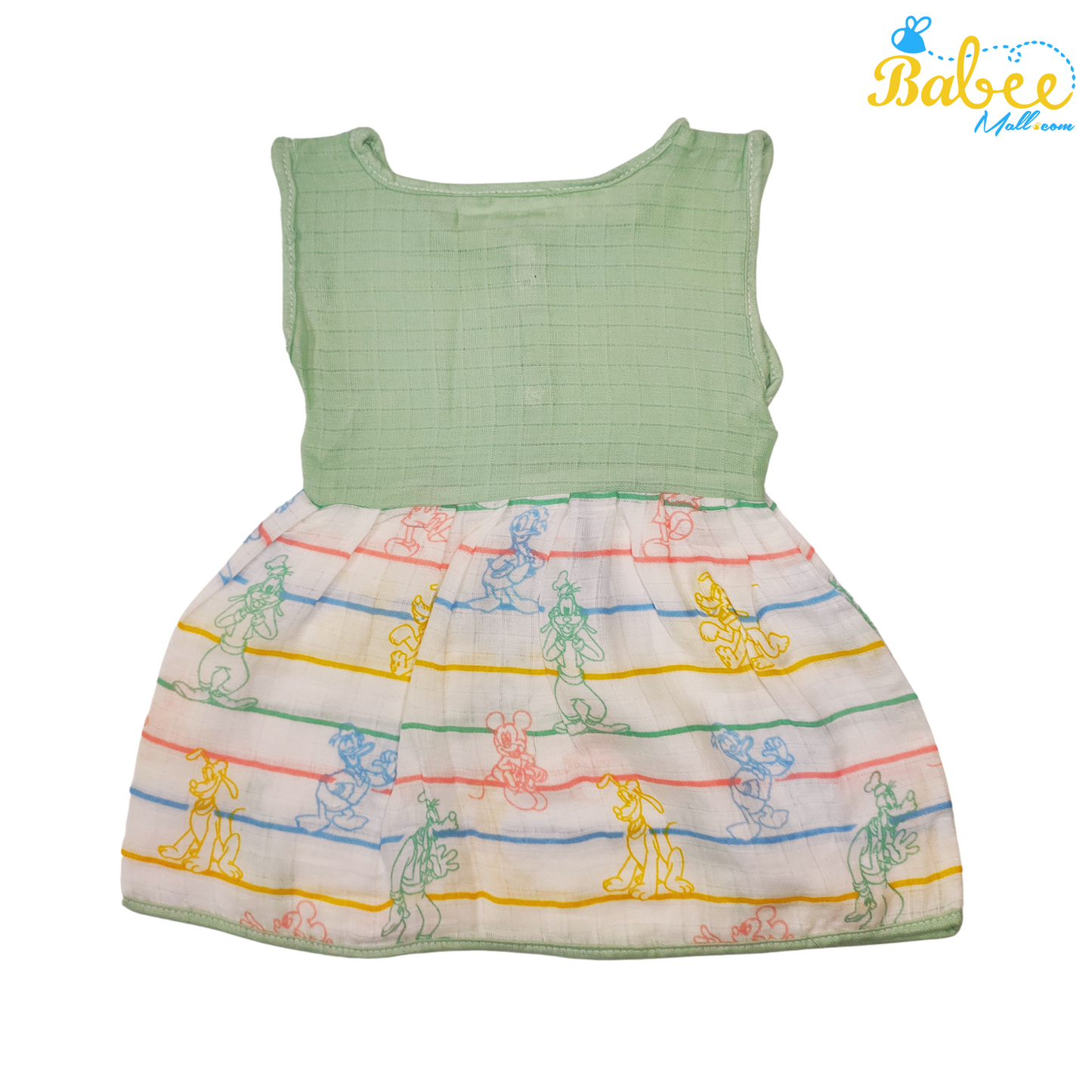 Baby Muslin Frock with Printed Delight 0-12 Months (Green)