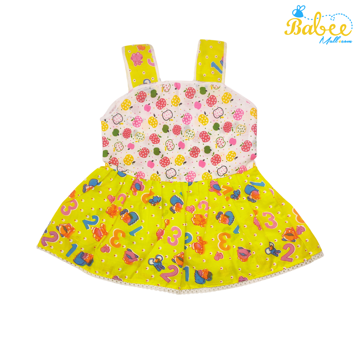 Baby Cotton Frock Infant Clothing (3-9 months) Yellow Numbers)