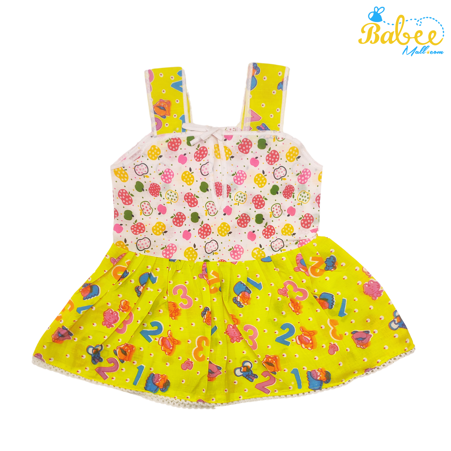 Baby Cotton Frock Infant Clothing (3-9 months) Yellow Numbers)