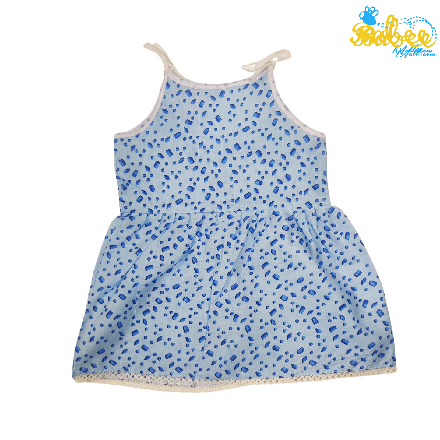Newborn Cotton Knotted Frock (0-6 months) Diamond Blue