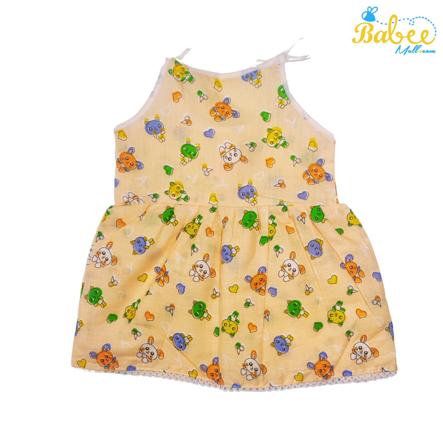 Newborn Cotton Knotted Frock (0-6 months) Teddy Orange