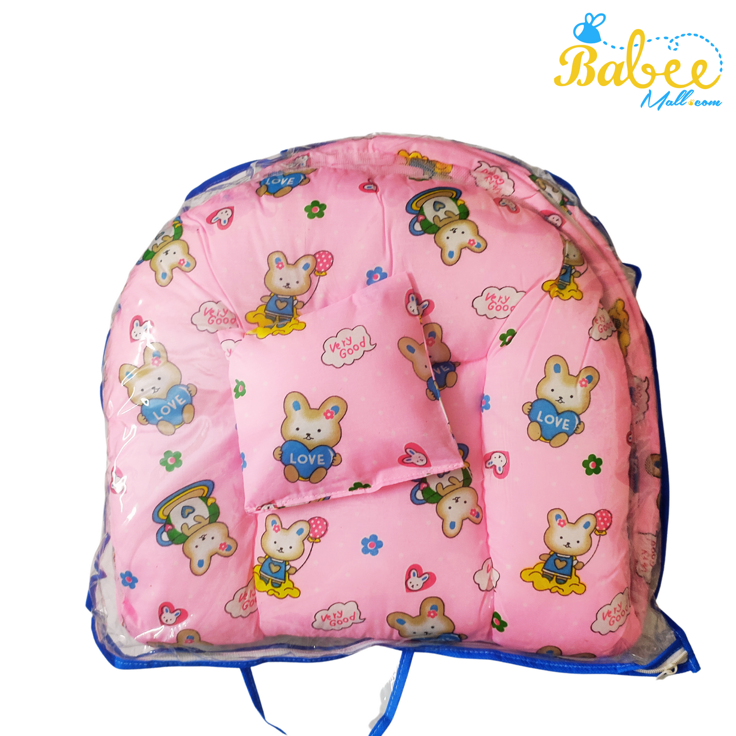 Baby Sleeping Bed with Mosquito Net (Pinky Teddy)