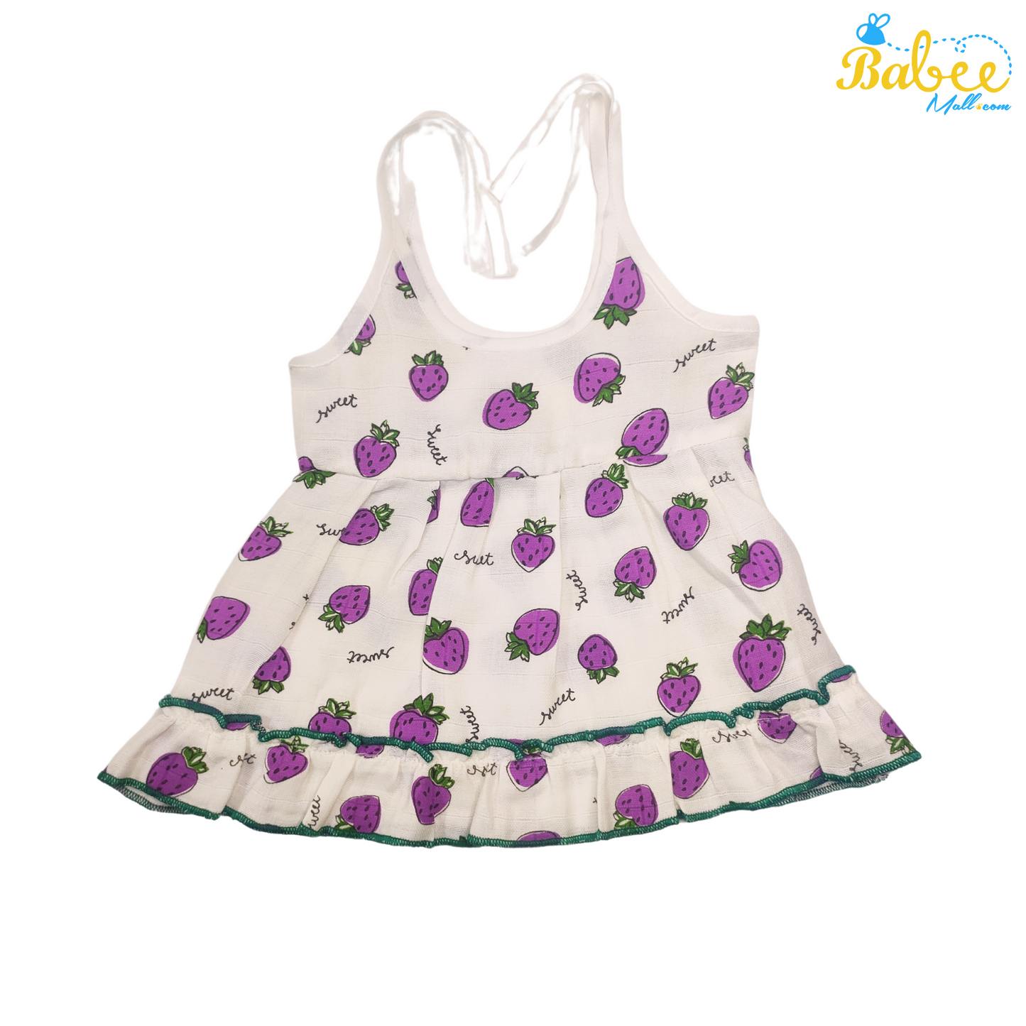 Premium Muslin Frock Jhabla strawberry (Knot Type)