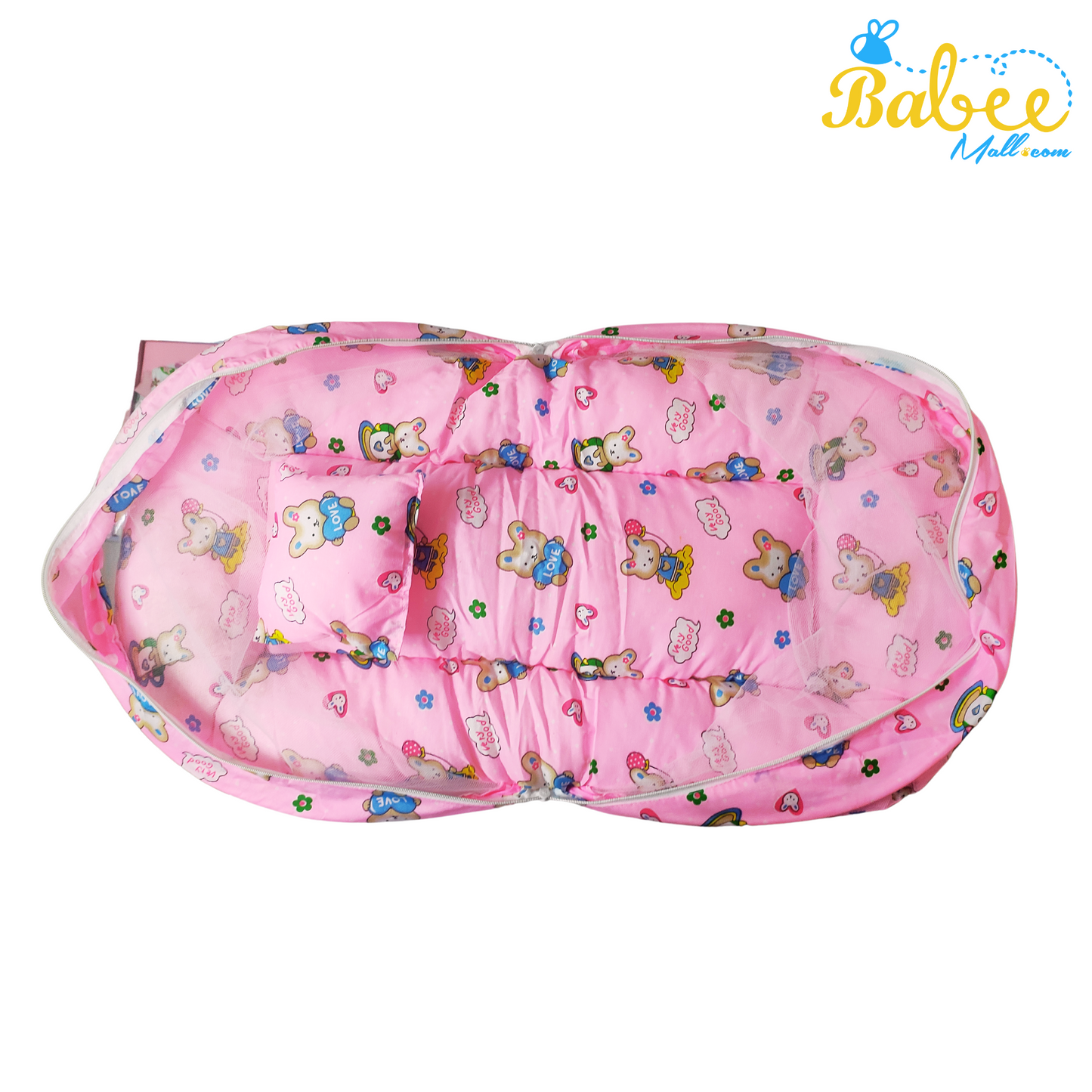 Baby Sleeping Bed with Mosquito Net (Pinky Teddy)