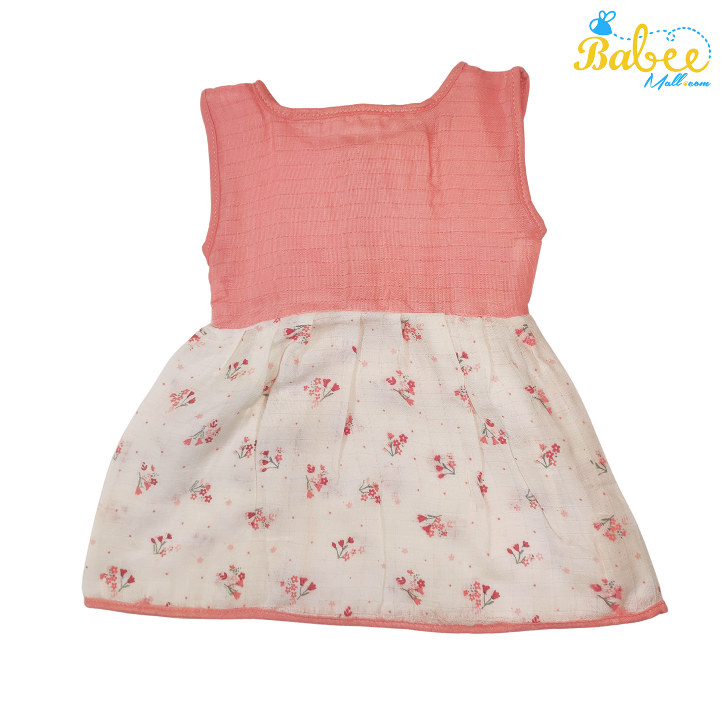 Baby Muslin Frock with Printed Delight 0-12 Months (Rose)