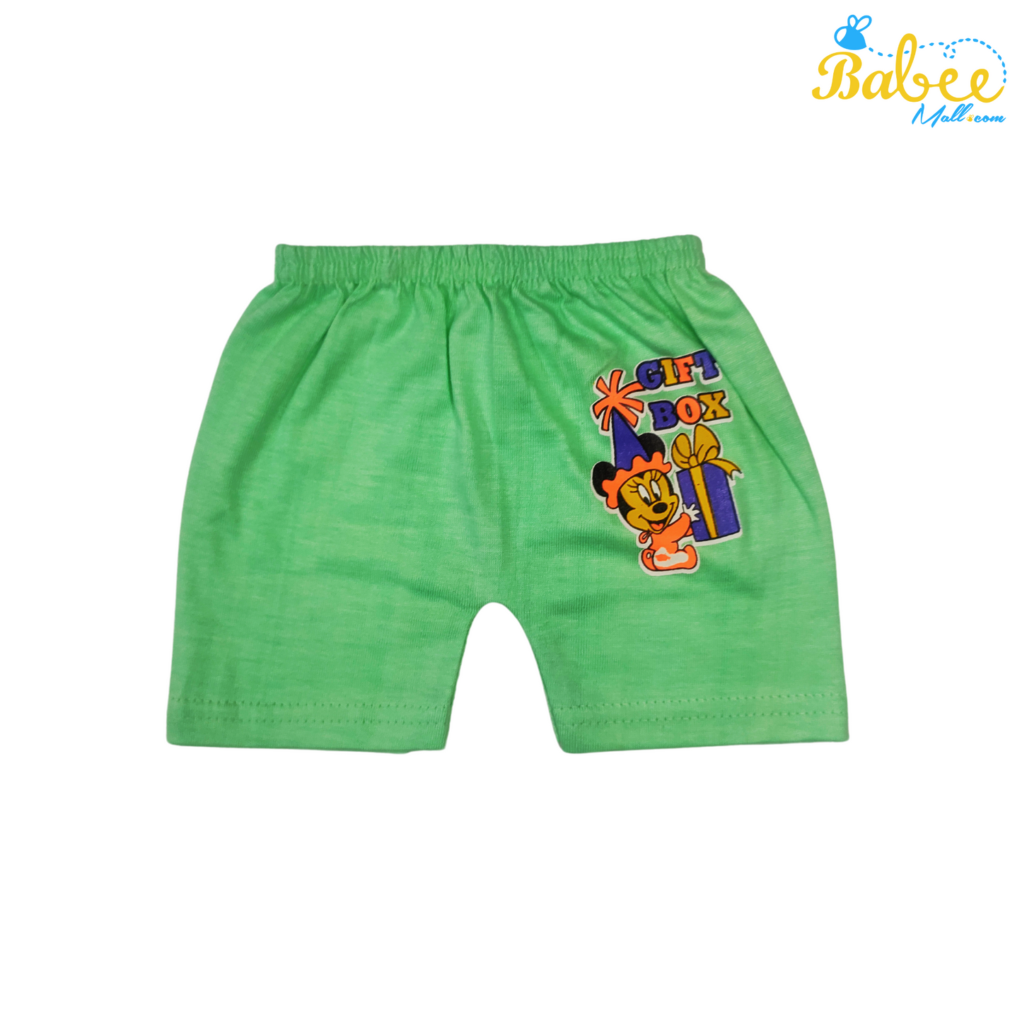 Organic Cotton Newborn Button Jhablas Top and Shorts Set (0-9 Months) (Unisex) Green Fruits (Sleeveless)