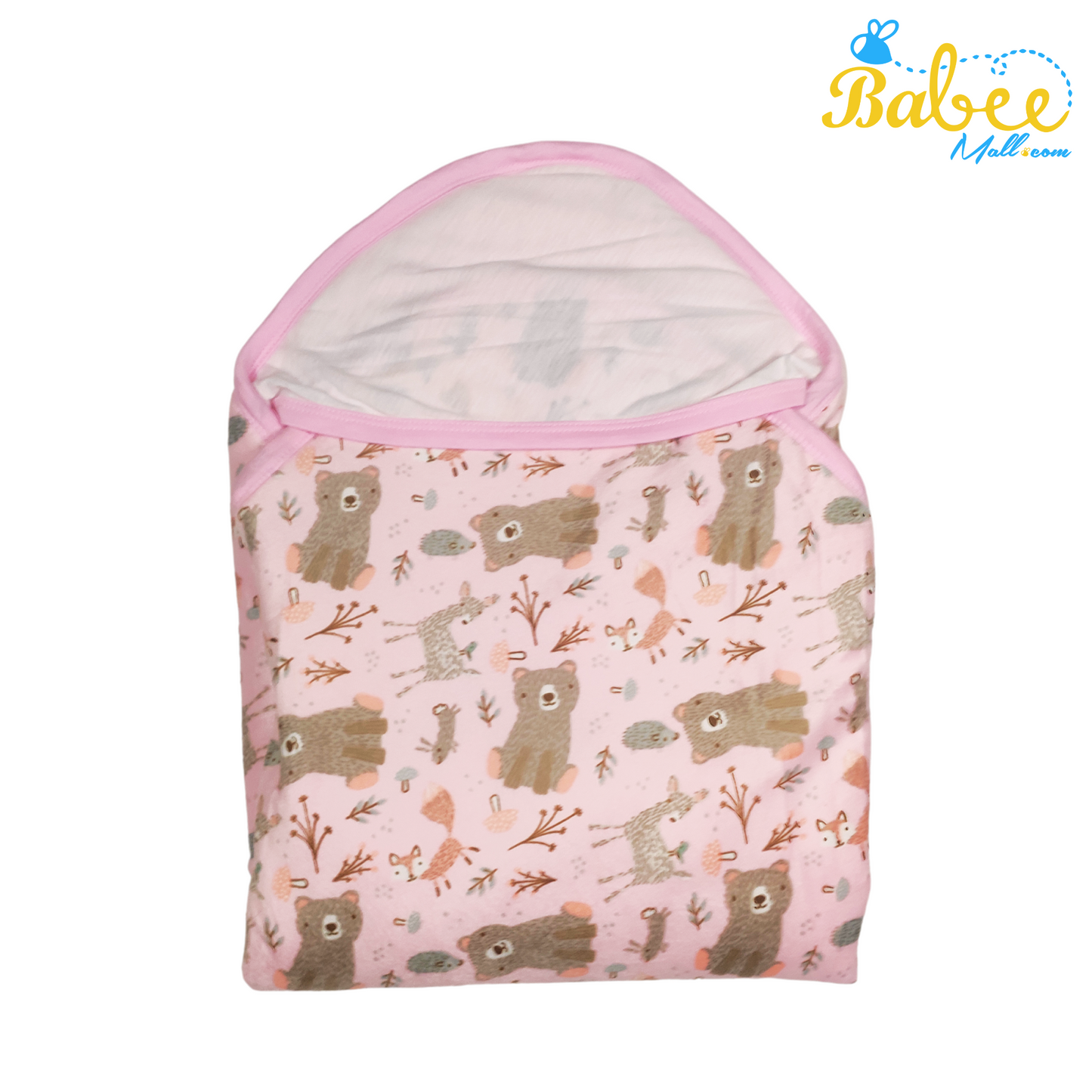 Double Layer Hooded Towel for Newborns Cotton (Teddy Pink)