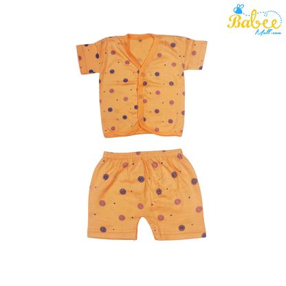 Organic Cotton Newborn Button  Jhablas Top and Shorts Set (0-9 Months) (Unisex) Orange