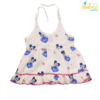 Premium Muslin Frock Jhabla Micky Mom& Dad (Knot Type)