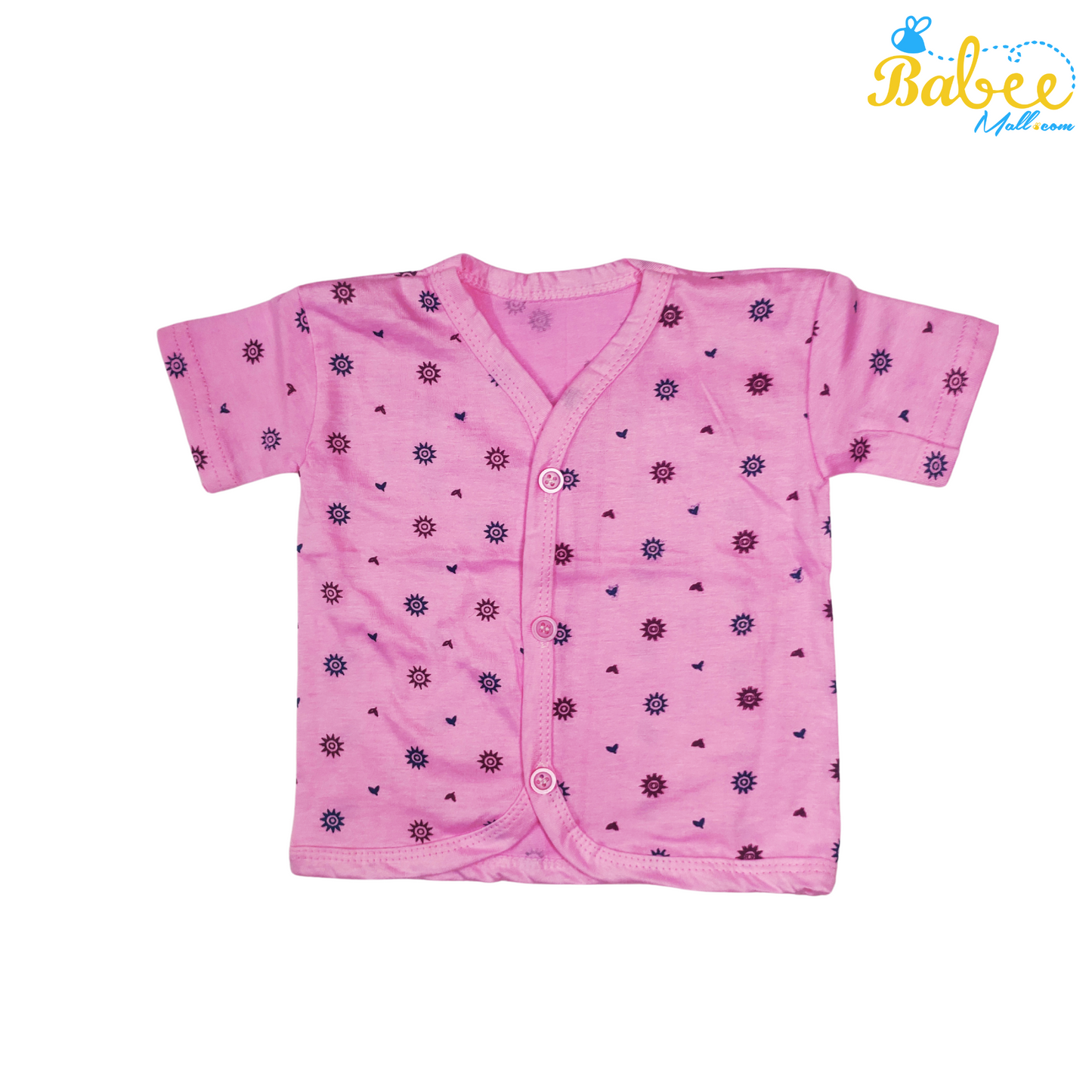 Organic Cotton Newborn Button  Jhablas Top and Shorts Set (0-9 Months) (Unisex) Pink