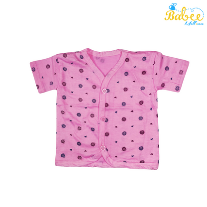 Organic Cotton Newborn Button  Jhablas Top and Shorts Set (0-9 Months) (Unisex) Pink