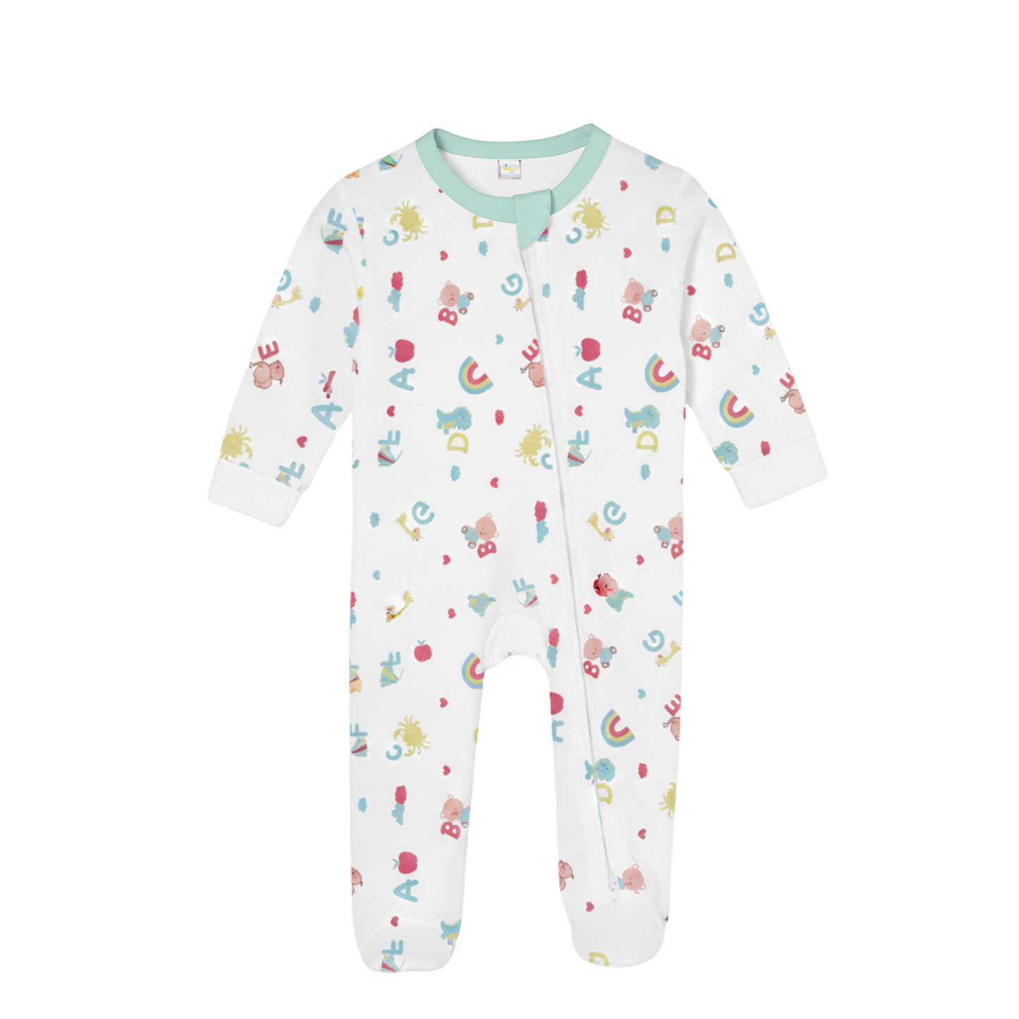 Zipper Rompers (Mint & White)
