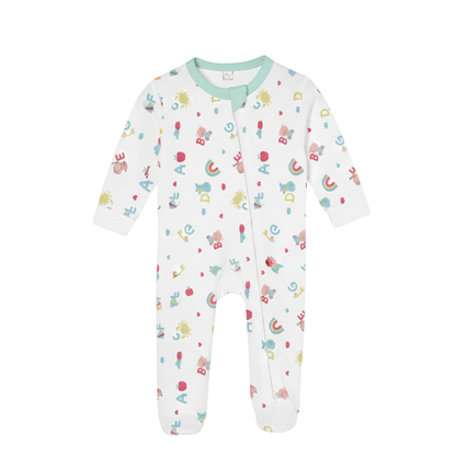 Zipper Rompers (Mint & White)