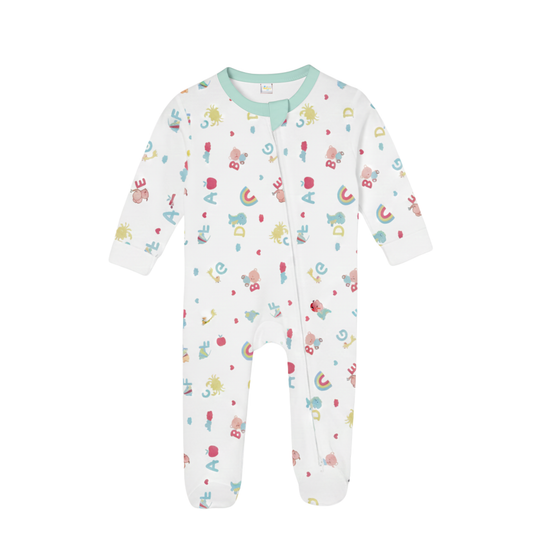 Zipper Rompers (Mint & White)