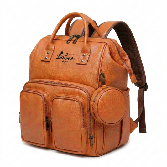 Diaper Bag Vegan Leather (Tan Brown)