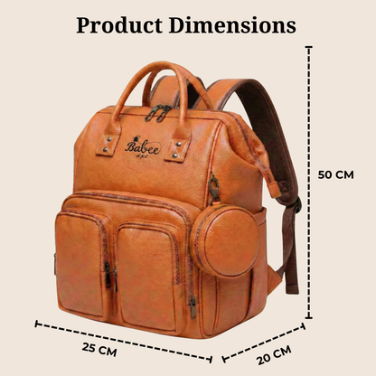 Diaper Bag Vegan Leather (Tan Brown)