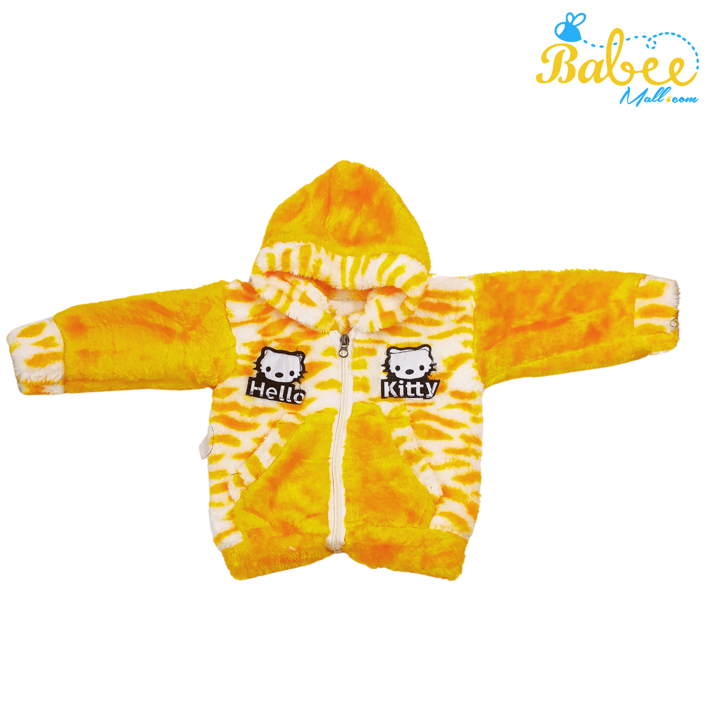 Hooded Winter Night Suit with Faux Fur Yellow Tiger