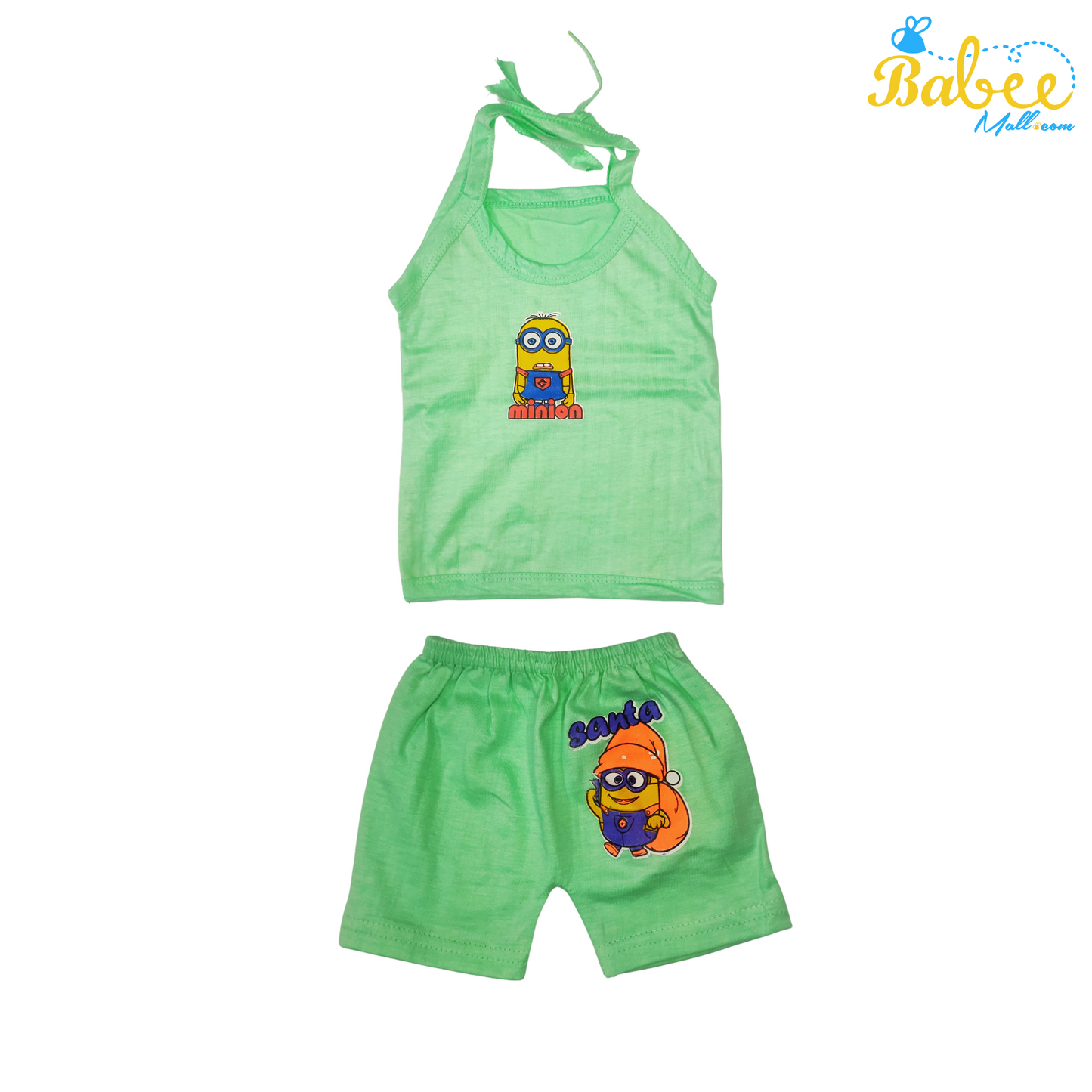 Organic Cotton Newborn KnotJhablas Top and Shorts Set (0-9 Months) (Unisex) Baby Green Minion