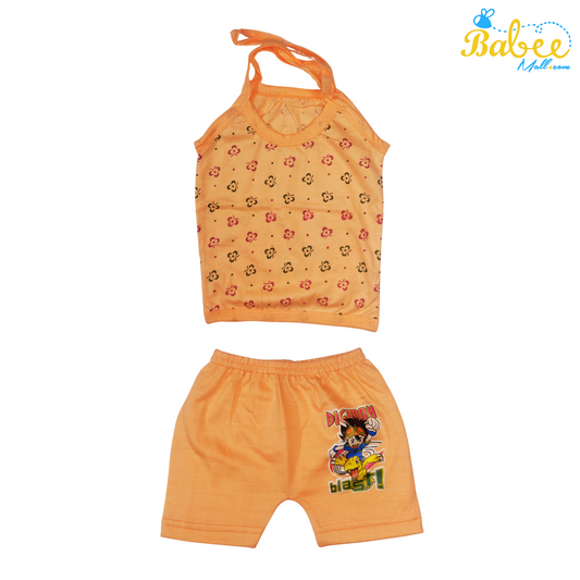 Organic Cotton Newborn KnotJhablas Top and Shorts Set (0-9 Months) (Unisex) Orange