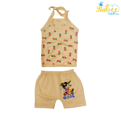 Organic Cotton Newborn KnotJhablas Top and Shorts Set (0-9 Months) (Unisex) Brown Pine