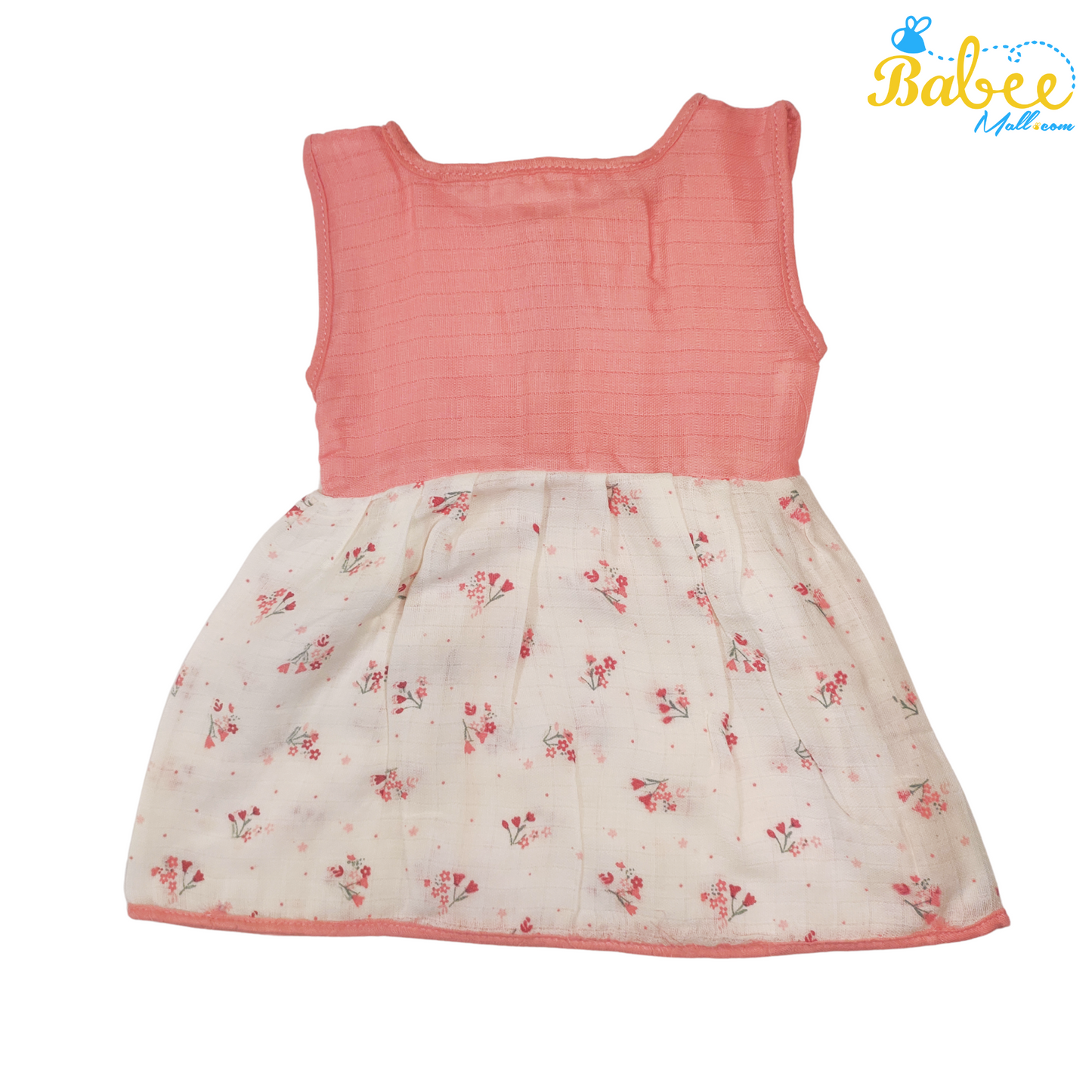 Baby Muslin Frock with Printed Delight - Soft and Stylish Dress for 0-12 Months (Rose)