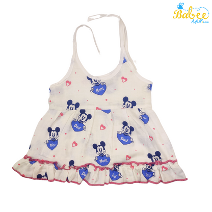 Premium Muslin Frock Jhabla Micky Mom& Dad (Knot Type)